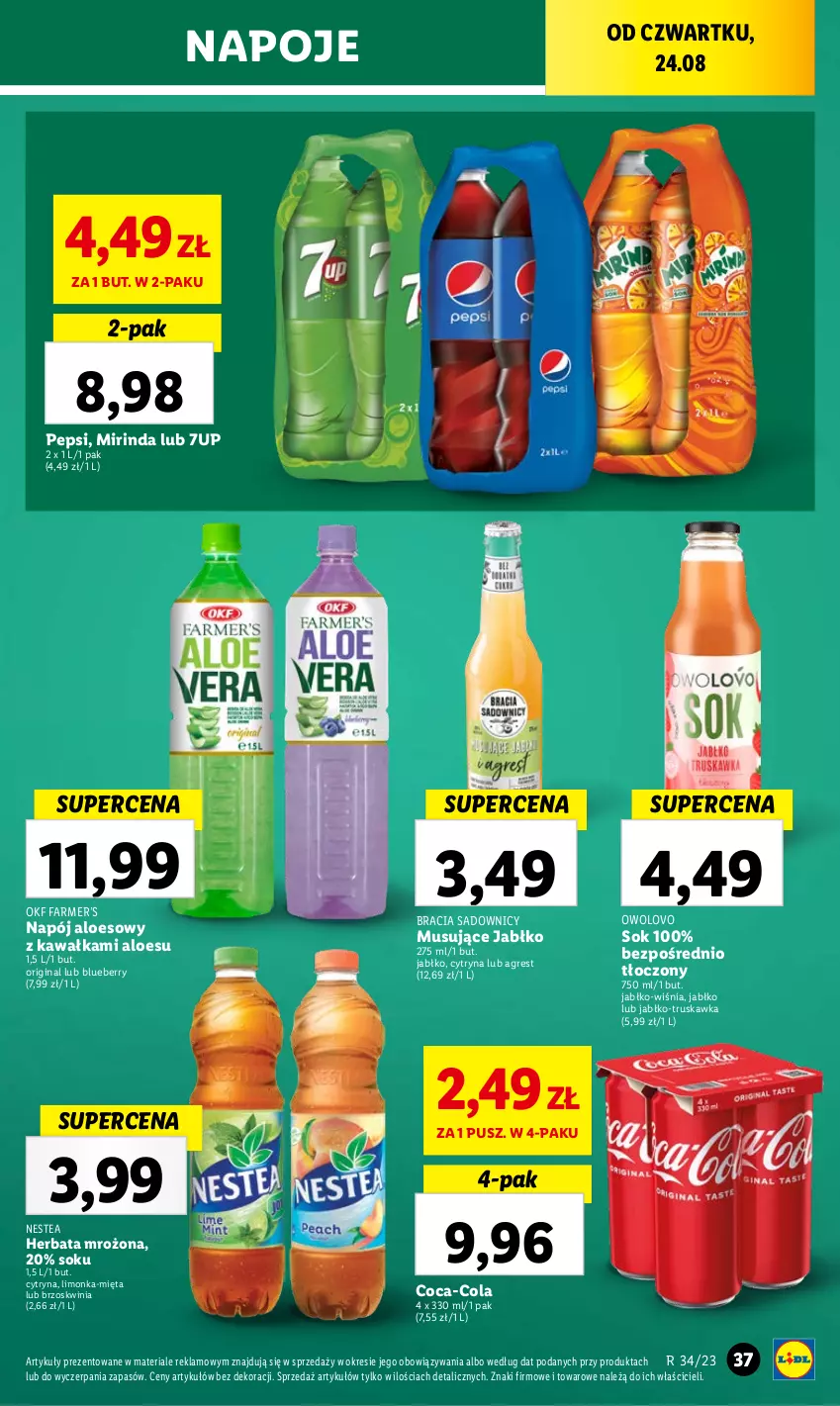 Gazetka promocyjna Lidl - GAZETKA - ważna 24.08 do 27.08.2023 - strona 55 - produkty: 7up, Coca-Cola, Fa, Gin, Gres, Herbata, Kawa, Limonka, Mięta, Mirinda, Mus, Napój, Napoje, Nestea, Pepsi, Sok