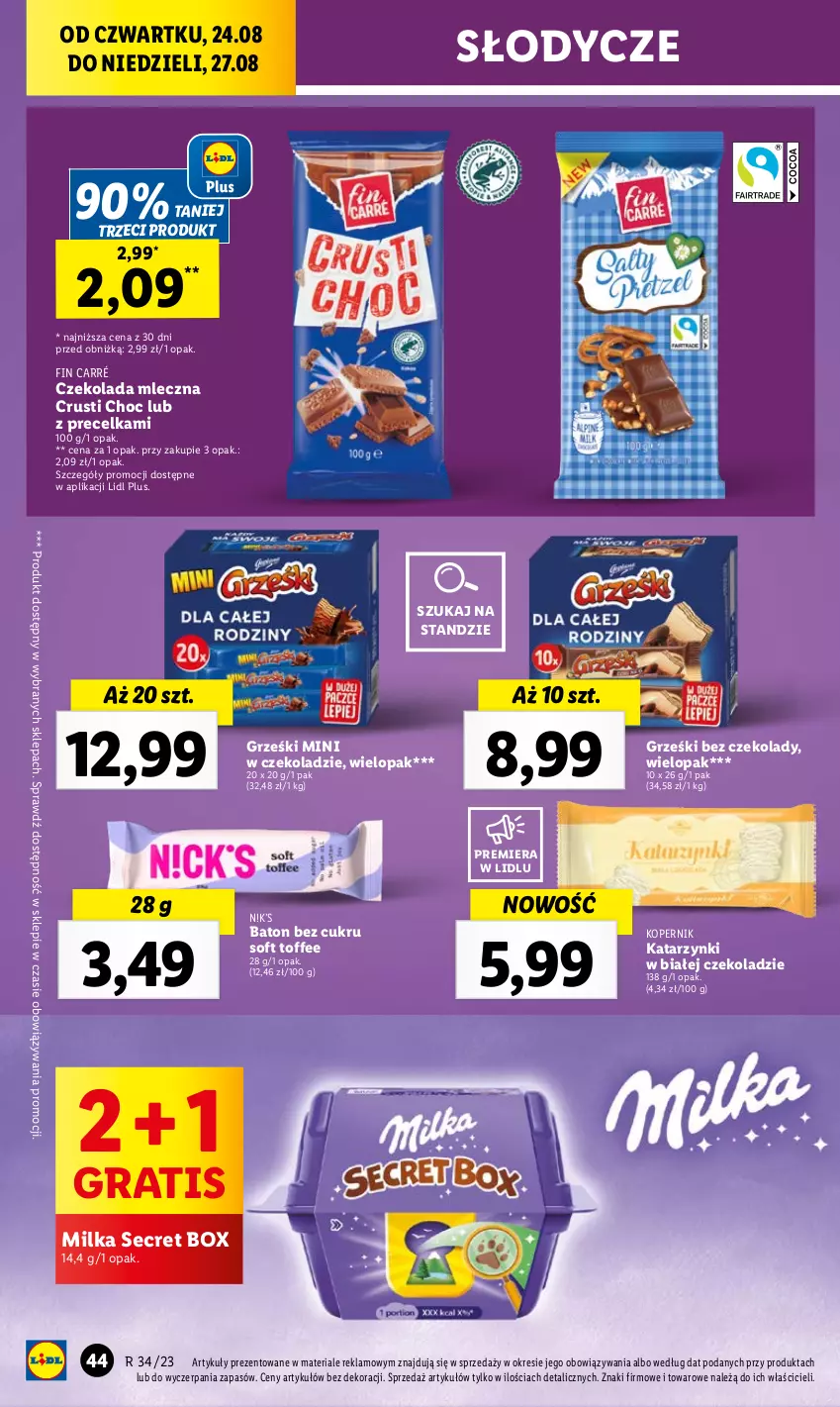 Gazetka promocyjna Lidl - GAZETKA - ważna 24.08 do 27.08.2023 - strona 62 - produkty: Baton, Czekolada, Czekolada mleczna, Gra, Grześki, Milka, Rust