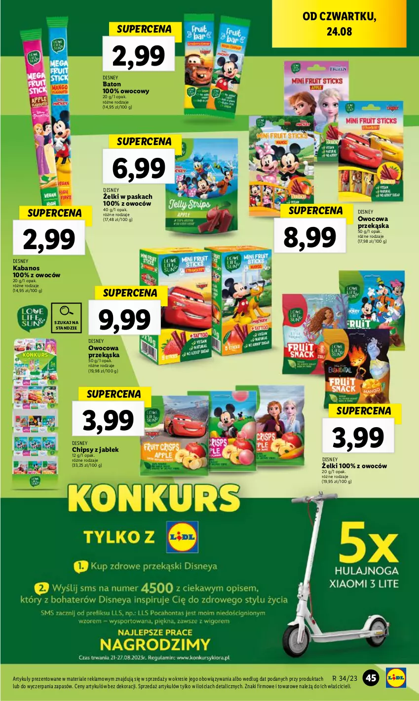 Gazetka promocyjna Lidl - GAZETKA - ważna 24.08 do 27.08.2023 - strona 63 - produkty: Baton, Chipsy, Disney, Kabanos