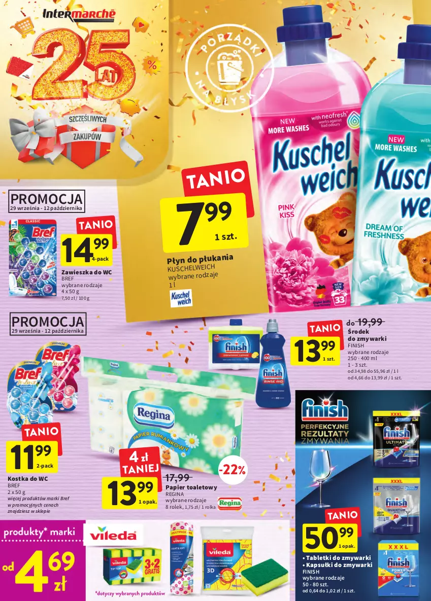 Gazetka promocyjna Intermarche - Gazetka Intermarche - ważna 29.09 do 05.10.2022 - strona 34 - produkty: Bref, Finish, Gin, Kostka do wc, Papier, Papier toaletowy, Tablet, Tabletki do zmywarki, Zawieszka do wc, Zmywarki