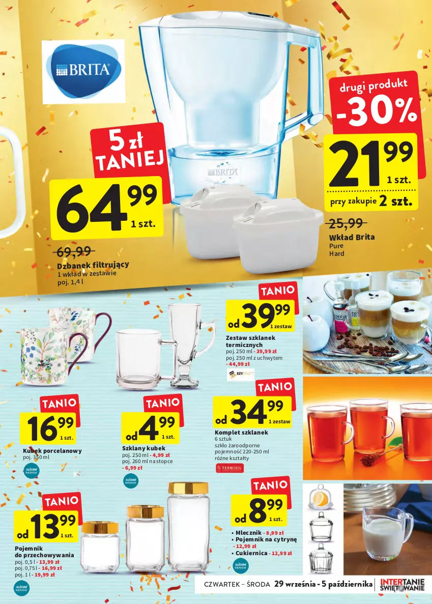 Gazetka promocyjna Intermarche - Gazetka Intermarche - ważna 29.09 do 05.10.2022 - strona 37 - produkty: Brit, Brita, Cukier, Dzbanek, Dzbanek filtrujący, Kubek, Pojemnik, Pojemnik do przechowywania, Por, Pur, Top