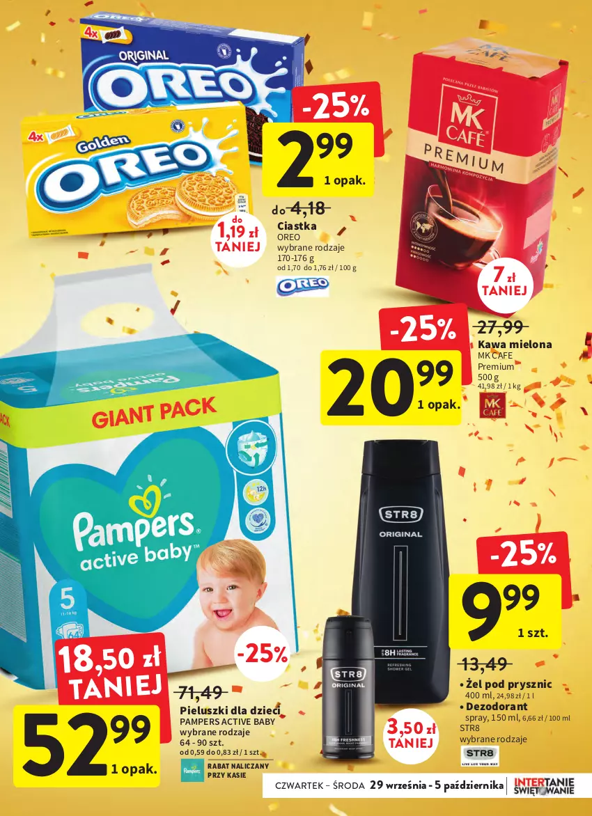 Gazetka promocyjna Intermarche - Gazetka Intermarche - ważna 29.09 do 05.10.2022 - strona 7 - produkty: Ciastka, Dezodorant, Dzieci, Kawa, Kawa mielona, Oreo, Pampers, Str8