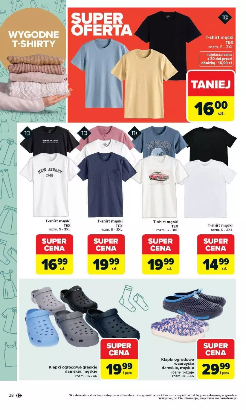 Gazetka promocyjna Carrefour - Gazetka Łap super okazje od poniedziałku! - ważna 27.04 do 09.05.2026 - strona 28 - produkty: Klapki, T-shirt