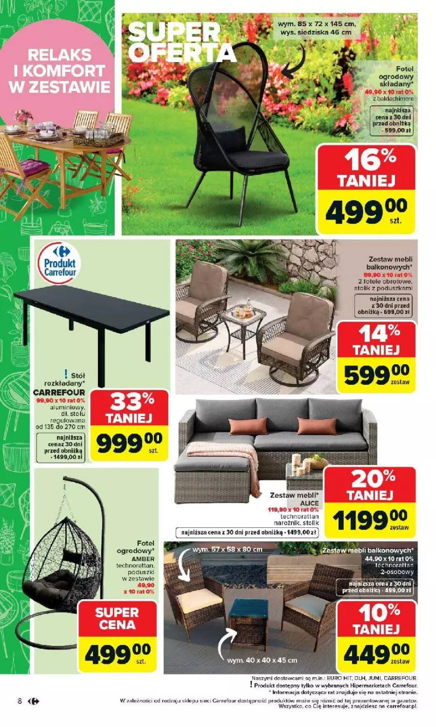 Gazetka promocyjna Carrefour - Gazetka Łap super okazje od poniedziałku! - ważna 27.04 do 09.05.2026 - strona 8 - produkty: Baldachim, Fotel, Inka, LG, Narożnik, Stół, Stolik