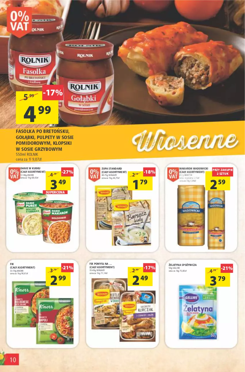 Gazetka promocyjna Arhelan - Gazetka - ważna 22.04 do 03.05.2022 - strona 10 - produkty: Fa, Klopsiki, Knorr, Pulpety, Rolnik, Sos, Winiary, Zupa