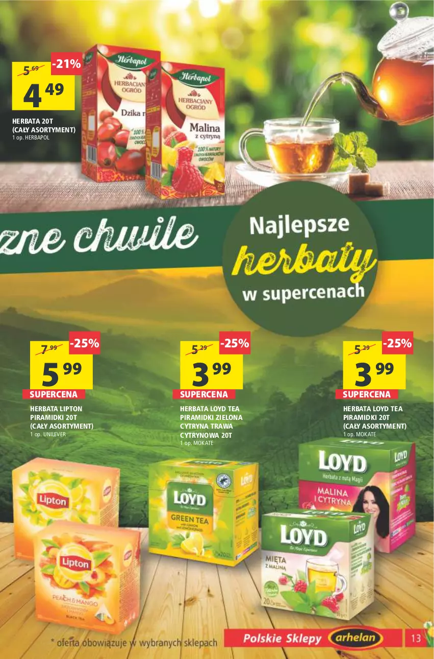 Gazetka promocyjna Arhelan - Gazetka - ważna 22.04 do 03.05.2022 - strona 13 - produkty: Herbapol, Herbata, Lipton, Loyd