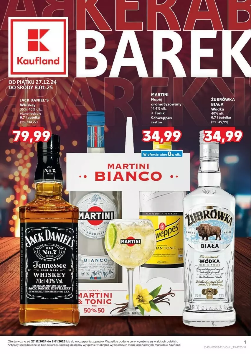 Gazetka promocyjna Kaufland - ważna 27.12.2024 do 08.01.2025 - strona 1 - produkty: Jack Daniel's, Martini, Schweppes