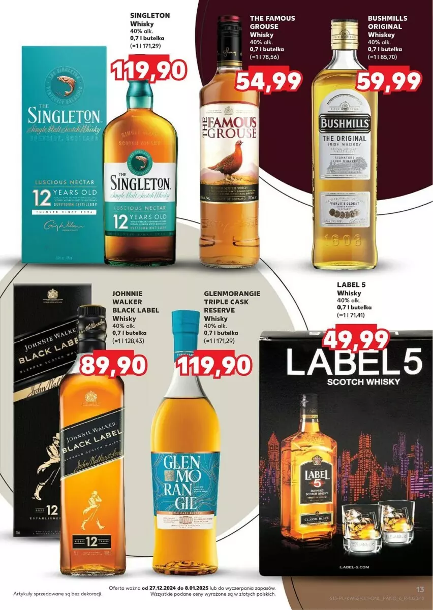 Gazetka promocyjna Kaufland - ważna 27.12.2024 do 08.01.2025 - strona 5 - produkty: Bushmills, Fa, Gin, Lack, Ser, Whisky