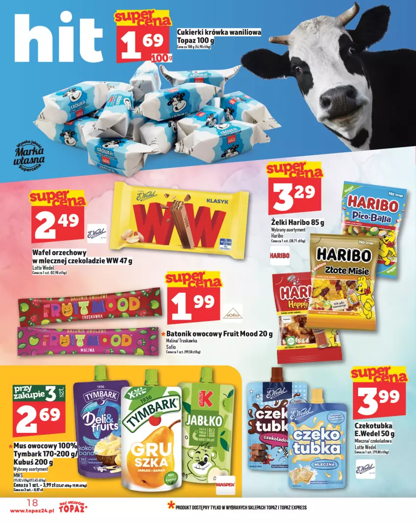 Gazetka promocyjna Topaz - Gazetka - ważna 27.02 do 05.03.2025 - strona 18 - produkty: Cukier, Cukierki, Haribo, Kubuś, Top, Tymbark