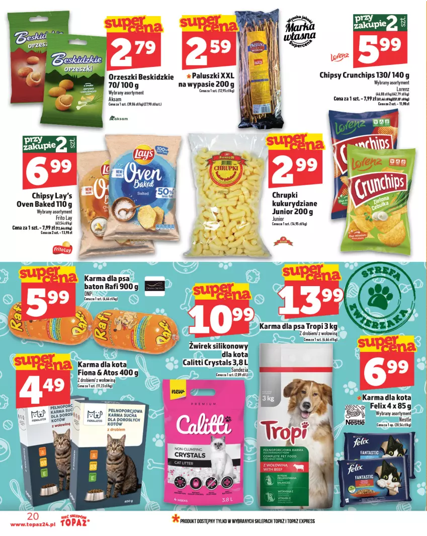 Gazetka promocyjna Topaz - Gazetka - ważna 27.02 do 05.03.2025 - strona 20 - produkty: Aksam, Baton, Chipsy, Chrupki, Crunchips, Fa, Felix, Lorenz, Por, Top