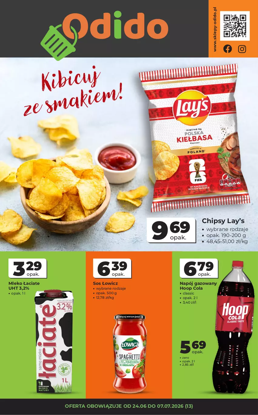 Gazetka promocyjna Odido - Gazetka Odido - ważna 24.06 do 07.07.2026 - strona 1 - produkty: Chipsy, Hoop, Lay’s, Mleko, Napój, Napój gazowany, Sos