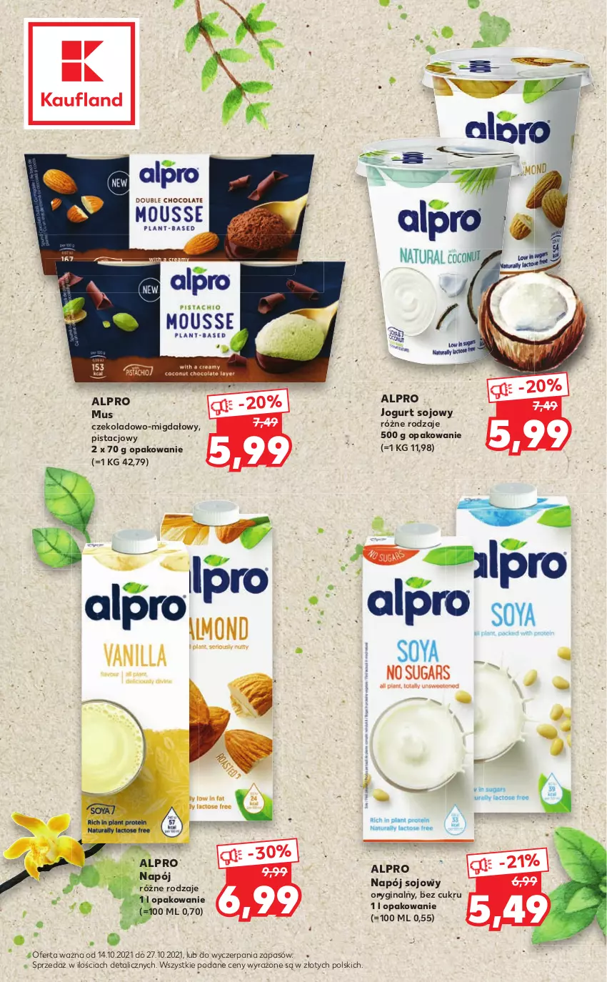 Gazetka promocyjna Kaufland - Oferta specjalna - ważna 14.10 do 27.10.2021 - strona 2 - produkty: Alpro, Danone, Gin, Jogurt, Mus, Napój, Ser