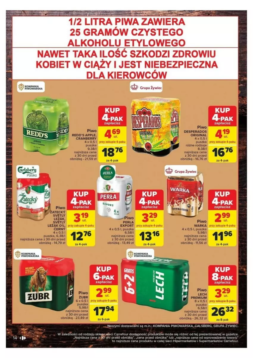 Gazetka promocyjna Carrefour - ważna 21.05 do 01.06.2024 - strona 6 - produkty: Desperados, Gin, Lech Premium, Perła, Piwo, Por, Warka