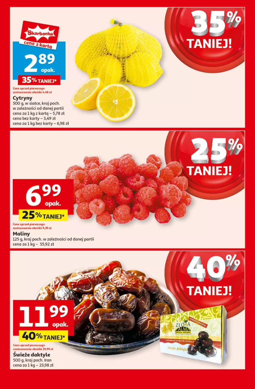 Gazetka promocyjna Auchan - Pewność Niskich Cen Moje - ważna 30.01 do 05.02.2025 - strona 6 - produkty: Cytryny, Daktyle, Maliny