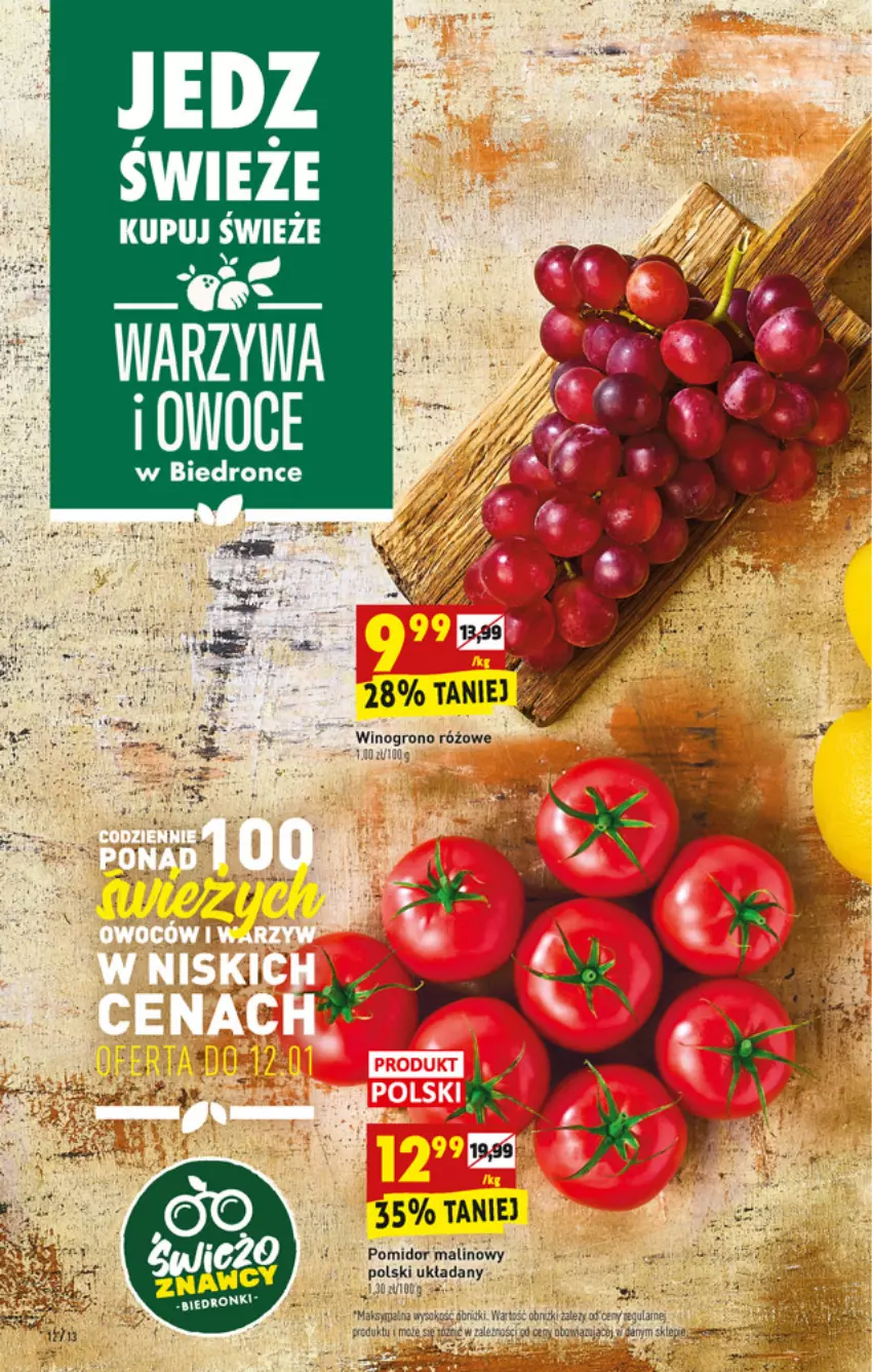 Gazetka promocyjna Biedronka - W tym tygodniu - ważna 10.01 do 15.01.2022 - strona 12 - produkty: Pomidor malinowy, Warzywa, Wino, Winogrona