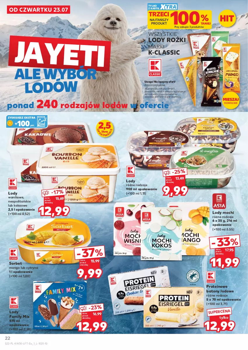 Gazetka promocyjna Kaufland - Gazetka tygodnia - ważna 23.07 do 29.07.2026 - strona 22 - produkty: Baton, Fa, Kakao, Lody, Mango, Por, Waga