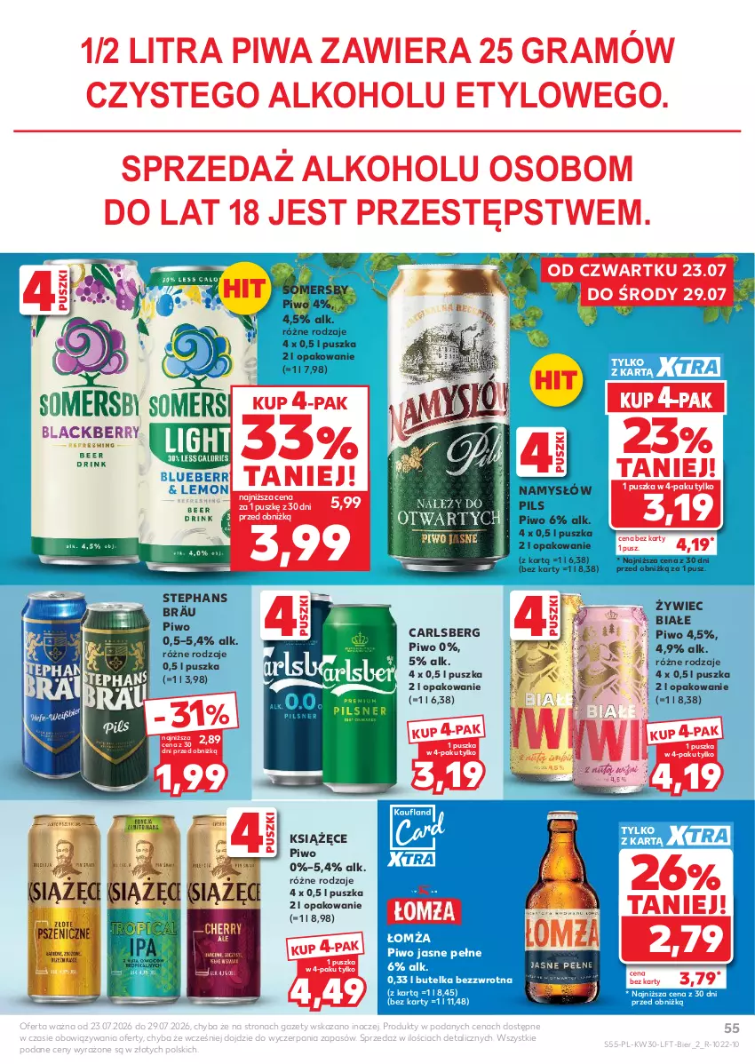Gazetka promocyjna Kaufland - Gazetka tygodnia - ważna 23.07 do 29.07.2026 - strona 55 - produkty: Carlsberg, Gra, Książęce, Namysłów, Piwa, Piwo, Piwo jasne, Somersby