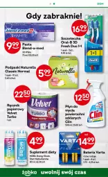 Gazetka promocyjna Żabka - Gazetka - ważna od 15.08 do 15.08.2023 - strona 56 - produkty: Naturell, Papier, Clin, Varta, Velvet, Ręcznik, Podpaski, Bateria, Płyn do mycia, Suplement diety, Blend-a-Med, Szczoteczka, Naturella