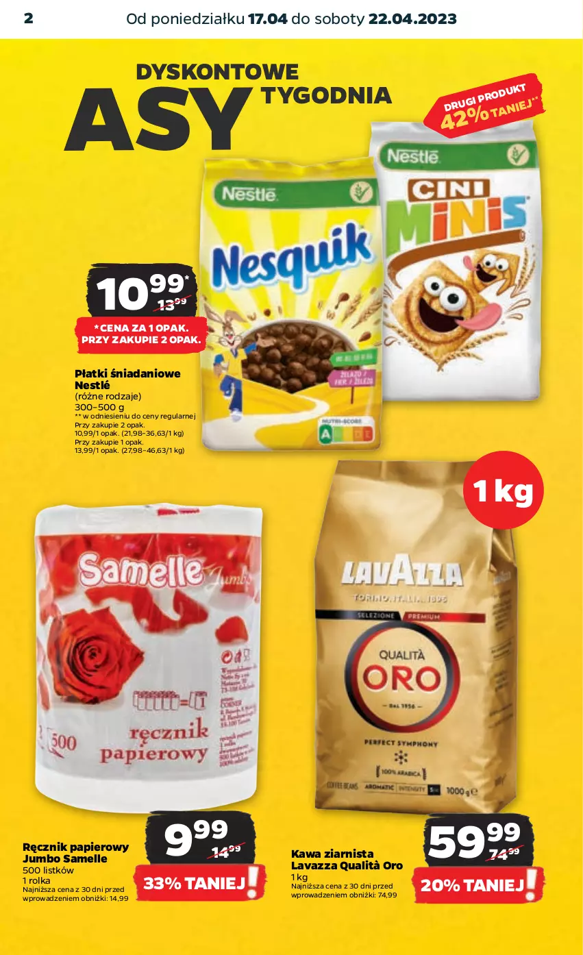 Gazetka promocyjna Netto - Artykuły spożywcze - ważna 17.04 do 22.04.2023 - strona 2 - produkty: Danio, Kawa, Kawa ziarnista, Lavazza, Nestlé, Papier, Ręcznik