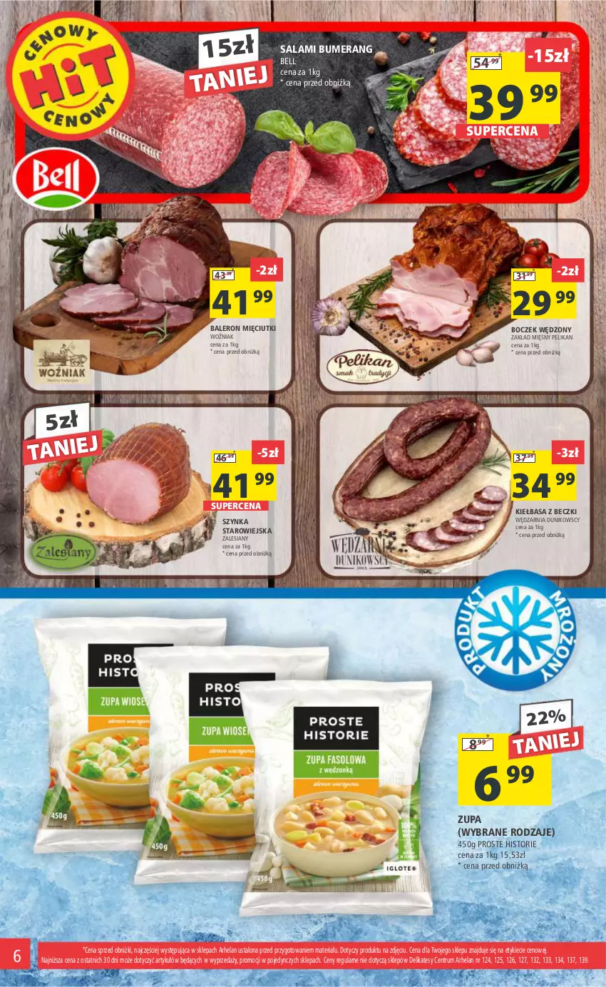 Gazetka promocyjna Arhelan - Gazetka - ważna 26.01 do 04.02.2024 - strona 6 - produkty: Bell, Boczek, Bumerang, Kiełbasa, Rum, Salami, Szynka, Zupa