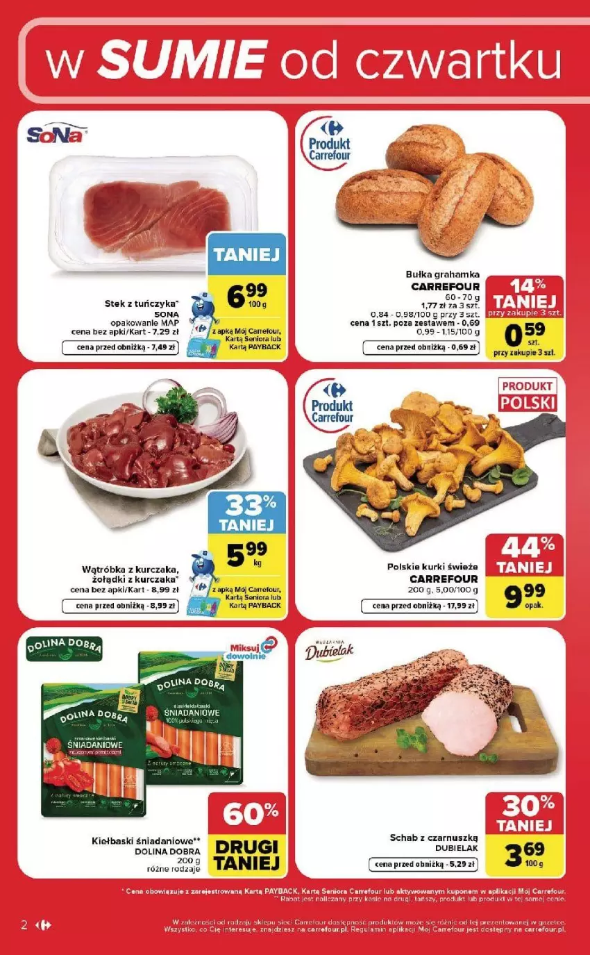 Gazetka promocyjna Carrefour - Gazetka Carrefour, Market w SUMIE od czwartku WEEKEND OKAZJI! - ważna 10.09 do 12.09.2026 - strona 2 - produkty: Bułka, Bułka grahamka, Danio, Fa, Gra, Kurczak, LG, Stek, Tuńczyk