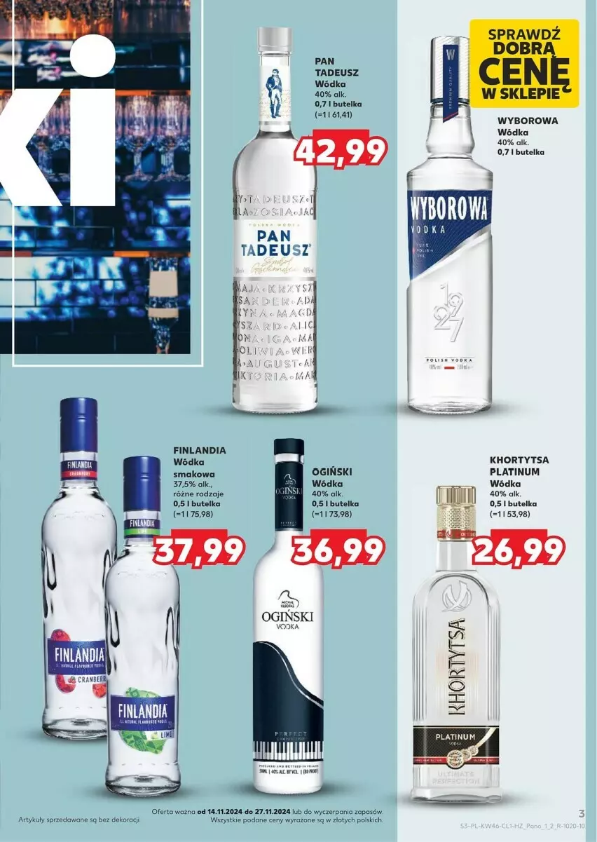 Gazetka promocyjna Kaufland - ważna 14.11 do 27.11.2024 - strona 23 - produkty: Finlandia, Gin, Ogiński, Wódka, Wyborowa