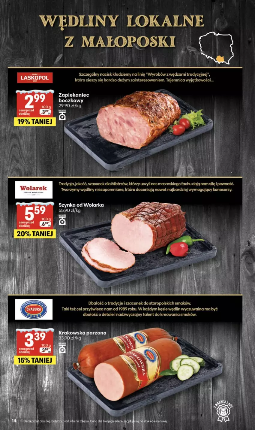 Gazetka promocyjna Delikatesy Centrum - Franczyza DC04 Czwartek - ważna 22.01 do 28.01.2026 - strona 14 - produkty: Fa, Ser, Szynka