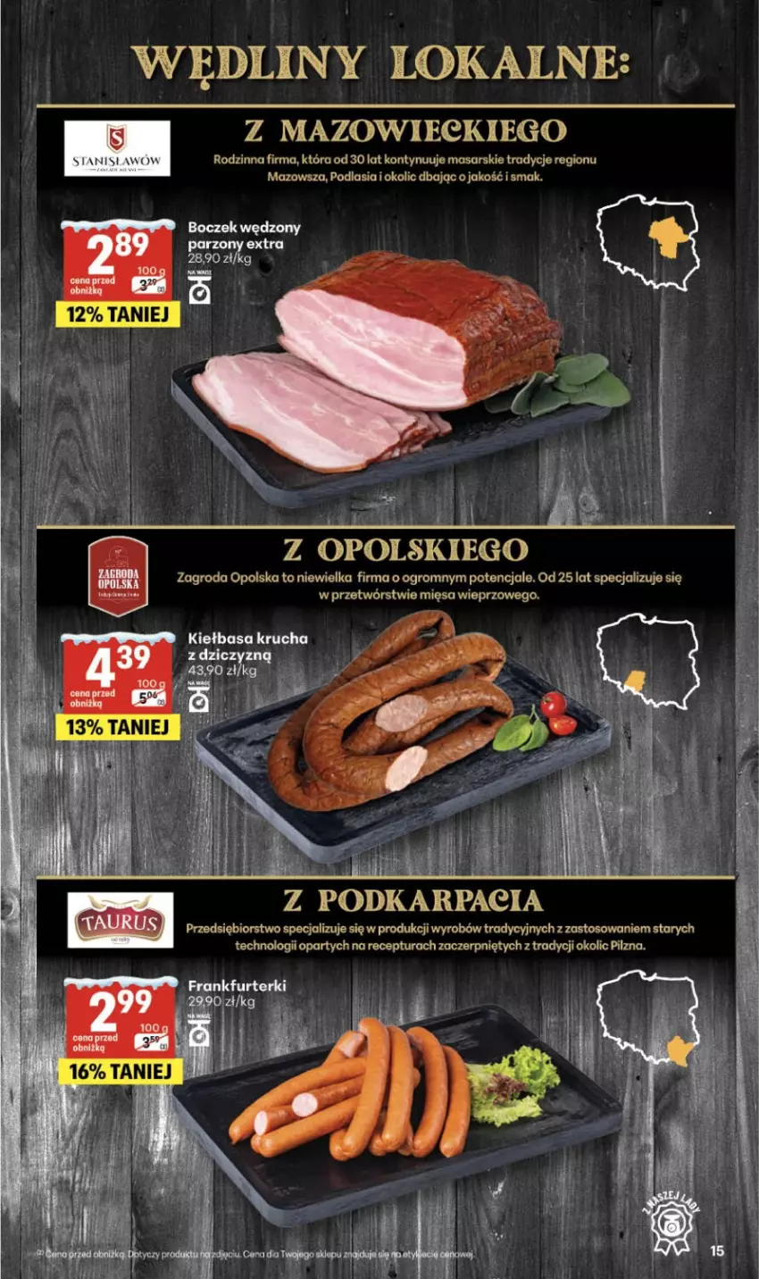 Gazetka promocyjna Delikatesy Centrum - Franczyza DC04 Czwartek - ważna 22.01 do 28.01.2026 - strona 15 - produkty: Boczek, Kiełbasa, Kiełbasa krucha
