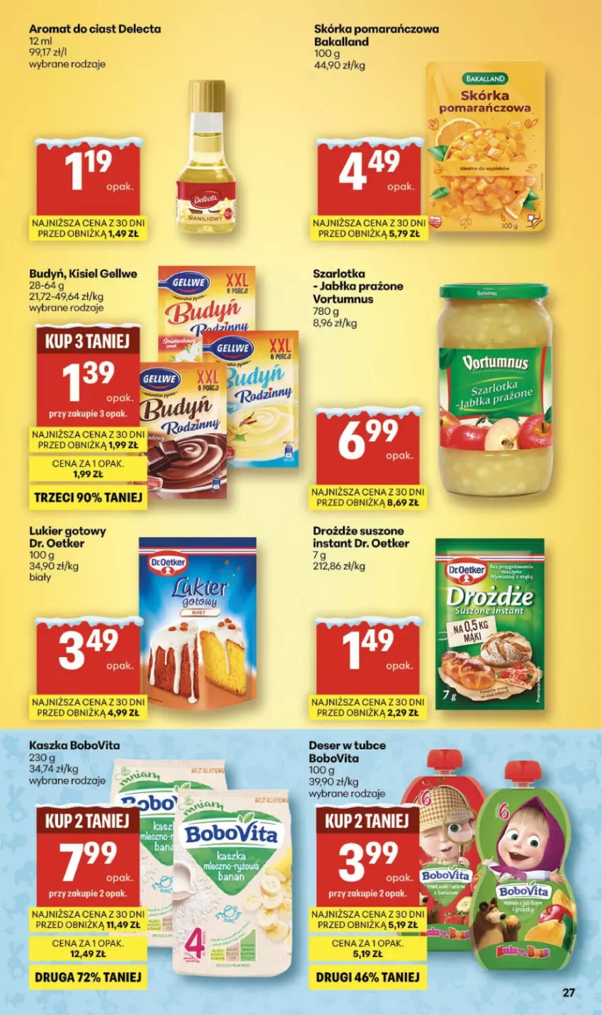 Gazetka promocyjna Delikatesy Centrum - Franczyza DC04 Czwartek - ważna 22.01 do 28.01.2026 - strona 27 - produkty: Bakalland, Budyń, Delecta, Dr. Oetker, Drożdże, Jabłka, Jabłka prażone, Kisiel, Szarlotka