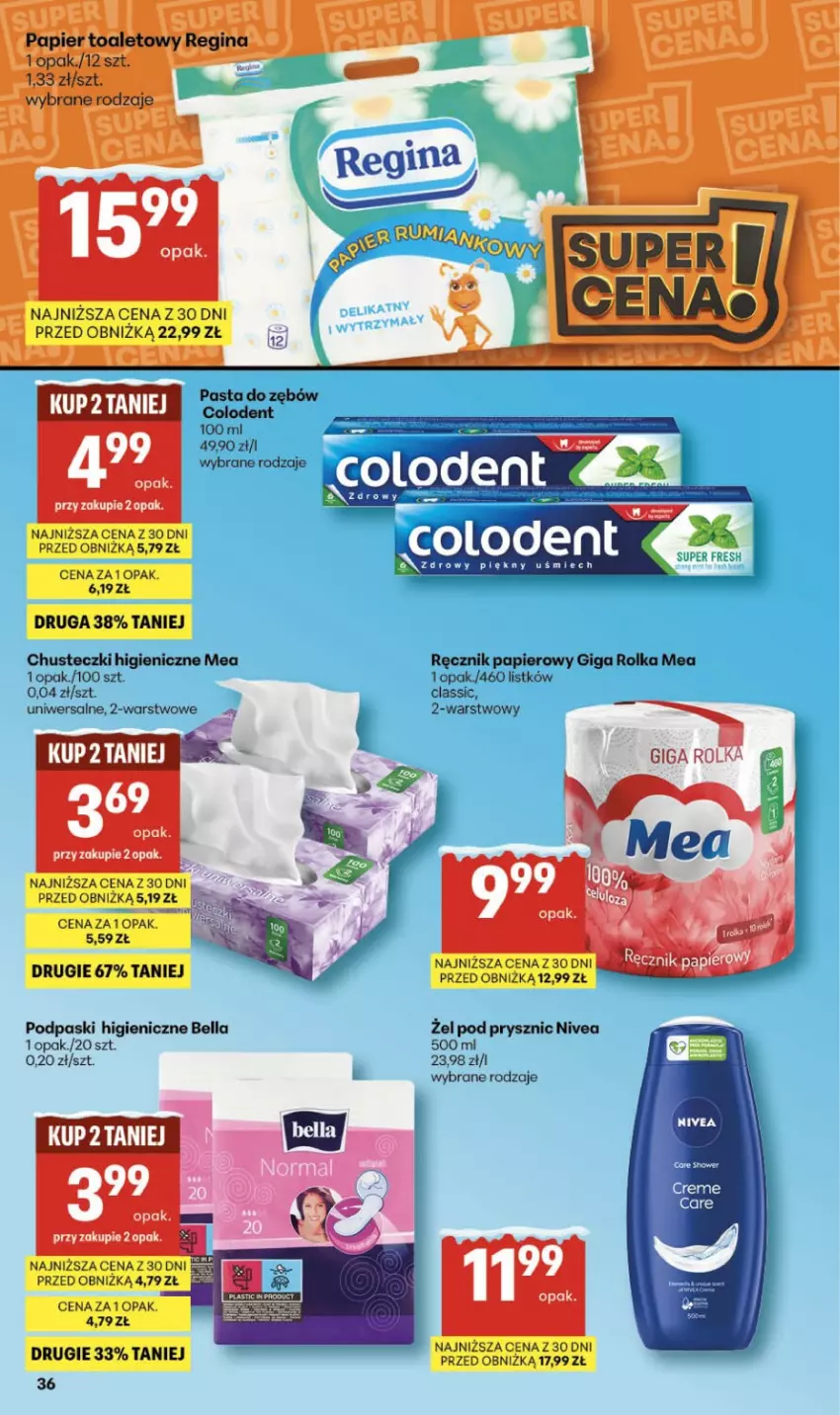 Gazetka promocyjna Delikatesy Centrum - Franczyza DC04 Czwartek - ważna 22.01 do 28.01.2026 - strona 36 - produkty: Bell, Bella, Chusteczki, Nivea, Papier, Podpaski, Ręcznik, Top