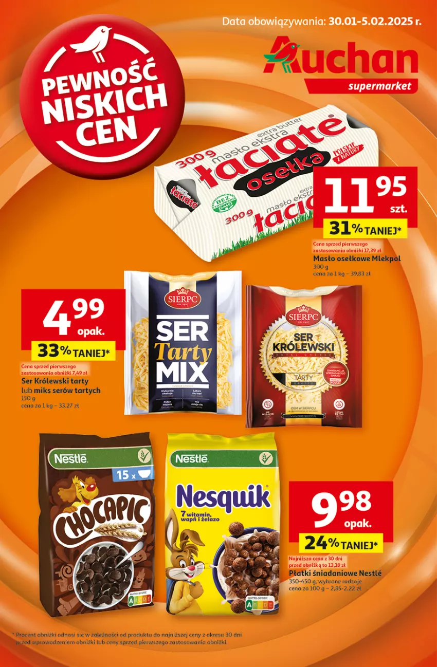 Gazetka promocyjna Auchan - Pewność Niskich Cen Supermarket - ważna 30.01 do 05.02.2025 - strona 1 - produkty: HP, Masło, Ser