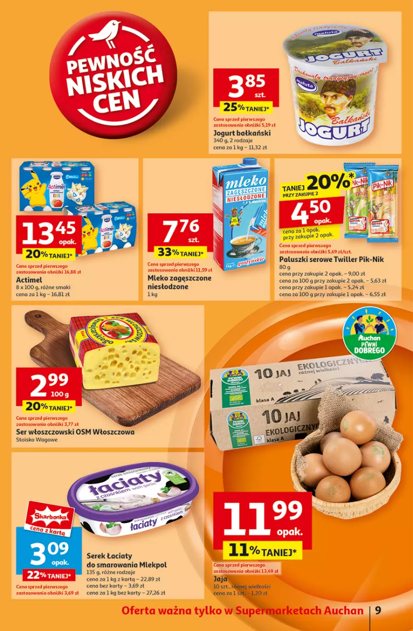 Gazetka promocyjna Auchan - Pewność Niskich Cen Supermarket - ważna 30.01 do 05.02.2025 - strona 11 - produkty: Actimel, Jogurt, Mleko, Mleko zagęszczone, Pax, Ser, Serek, Włoszczowski