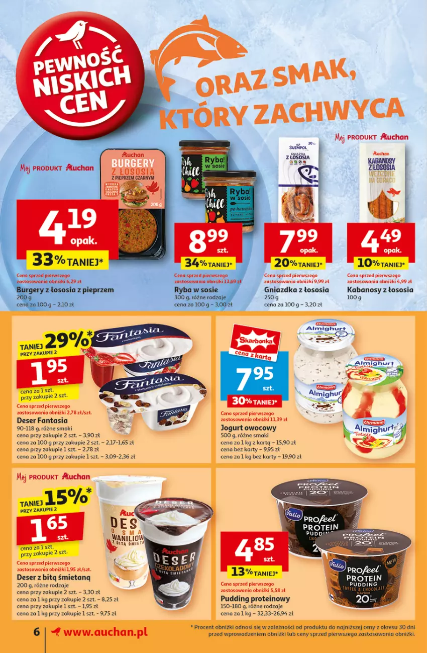 Gazetka promocyjna Auchan - Pewność Niskich Cen Supermarket - ważna 30.01 do 05.02.2025 - strona 8 - produkty: Deser, Fa, Fanta, Jogurt, Jogurt owocowy, Kabanos, Pudding, Ser, Sos