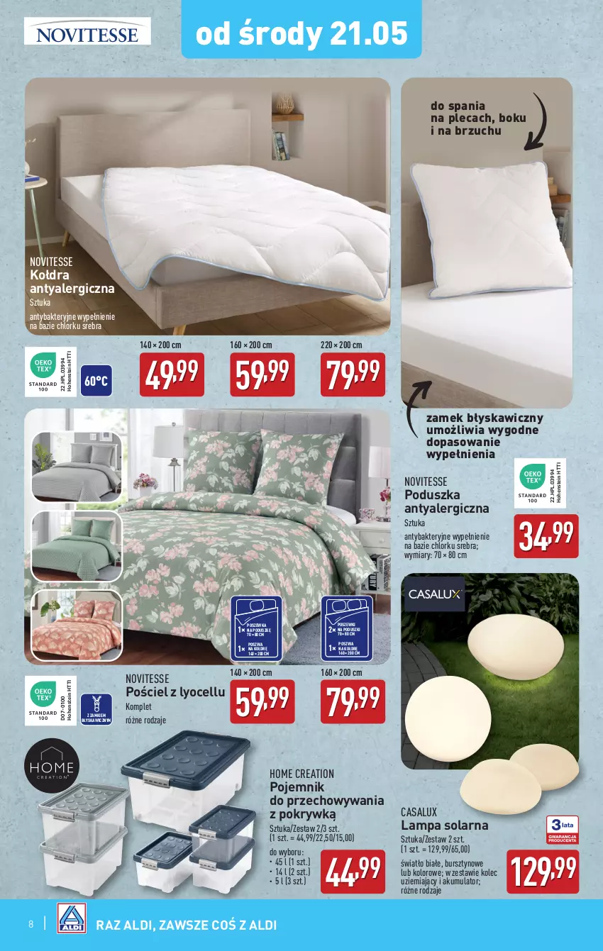 Gazetka promocyjna Aldi - Artykuły przemysłowe i tekstylia - ważna 21.05 do 24.05.2025 - strona 8 - produkty: Akumulator, Bursztyn, HP, Kołdra, Lampa, Poduszka, Pojemnik, Pojemnik do przechowywania, Pościel, Poszewka