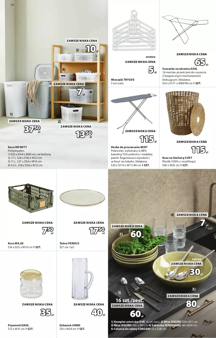 Gazetka promocyjna Jysk - Oferta tygodnia - ważna 09.09 do 27.09.2026 - strona 15 - produkty: Deska do prasowania, Dzbanek, Kosz, Kosz na bieliznę, Piec, Pojemnik, Pokrowiec, Sałat, Sok, Suszarka, Szklanka, Talerz, Ubrania, Wieszak