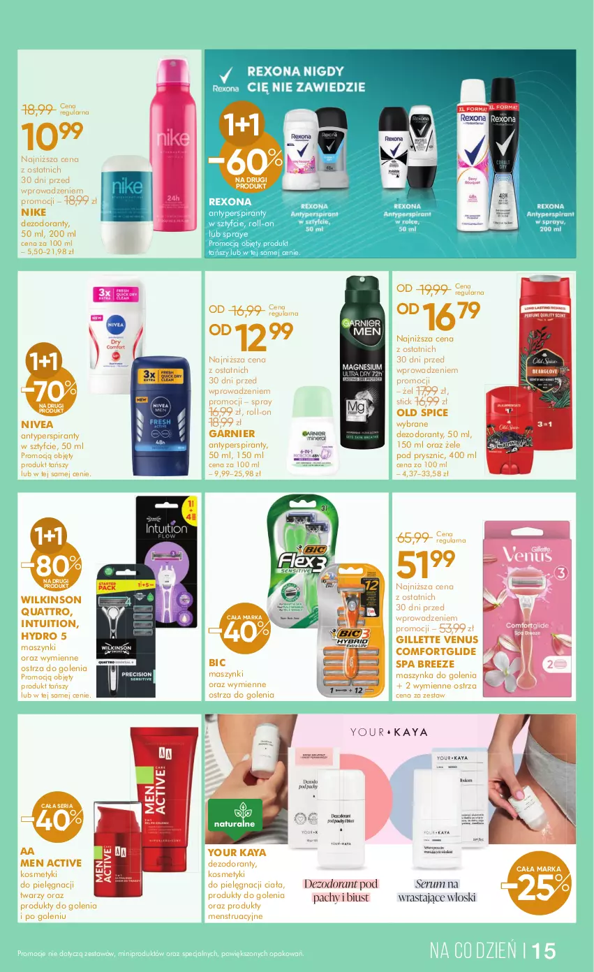 Gazetka promocyjna Super Pharm - ważna 02.12 do 12.12.2024 - strona 15 - produkty: Antyperspirant, BIC, Dezodorant, Garnier, Gillette, Gillette Venus, Kosmetyki do pielęgnacji, Maszynka, Maszynka do golenia, Nike, Nivea, Old Spice, Rexona, Ser, Szynka, Venus