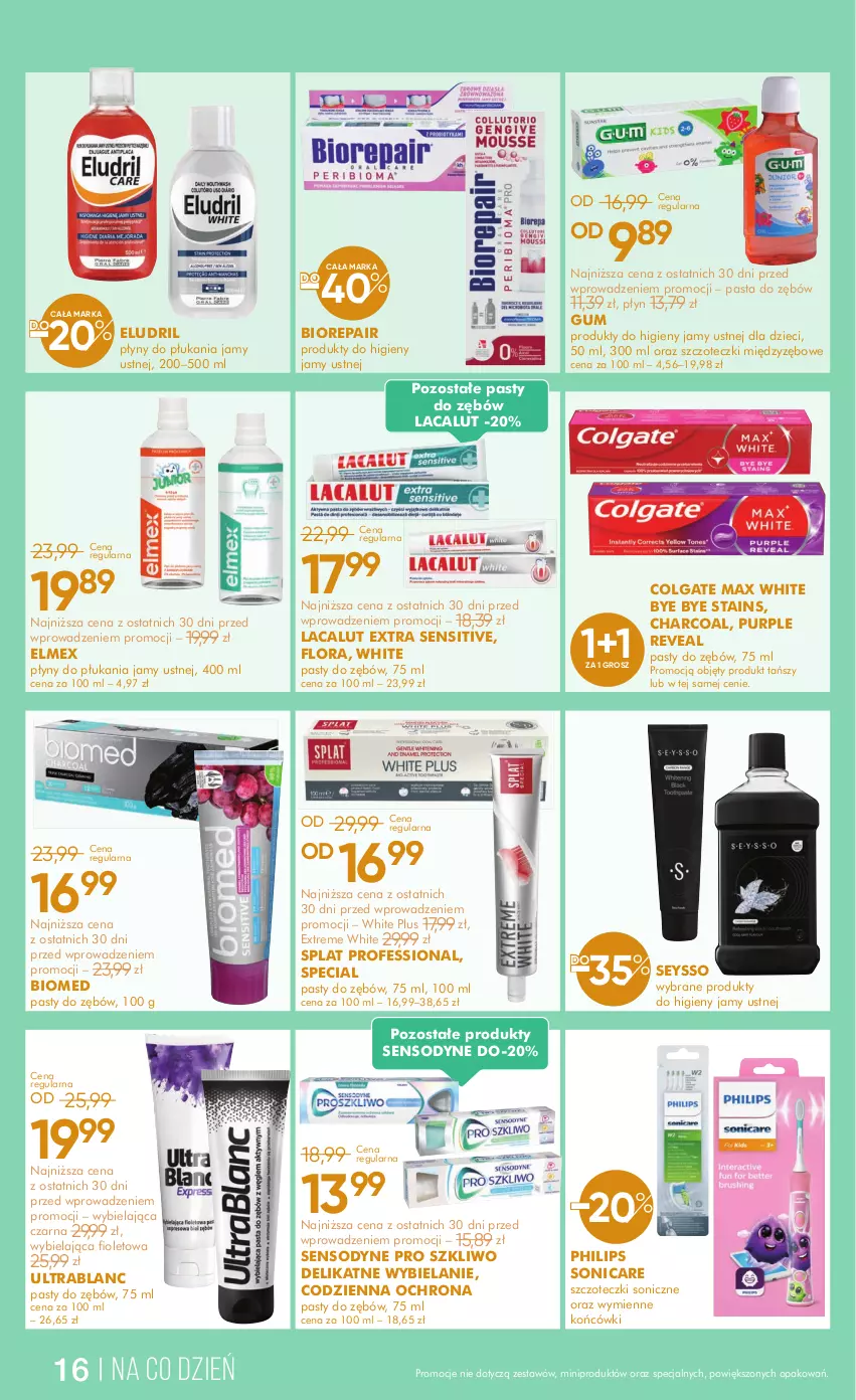 Gazetka promocyjna Super Pharm - ważna 02.12 do 12.12.2024 - strona 16 - produkty: Biorepair, Colgate, Dzieci, Elmex, Flora, Lacalut, LG, Pasta do zębów, Philips, Pur, Sensodyne, Seysso