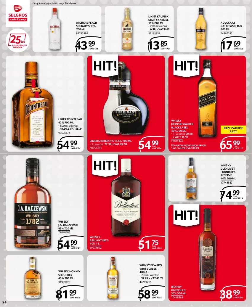 Gazetka promocyjna Selgros - Extra Oferta - ważna 01.01 do 31.01.2022 - strona 24 - produkty: Advocaat, Brandy, Johnnie Walker, Krupnik, Lack, Likier, Ser, Whisky