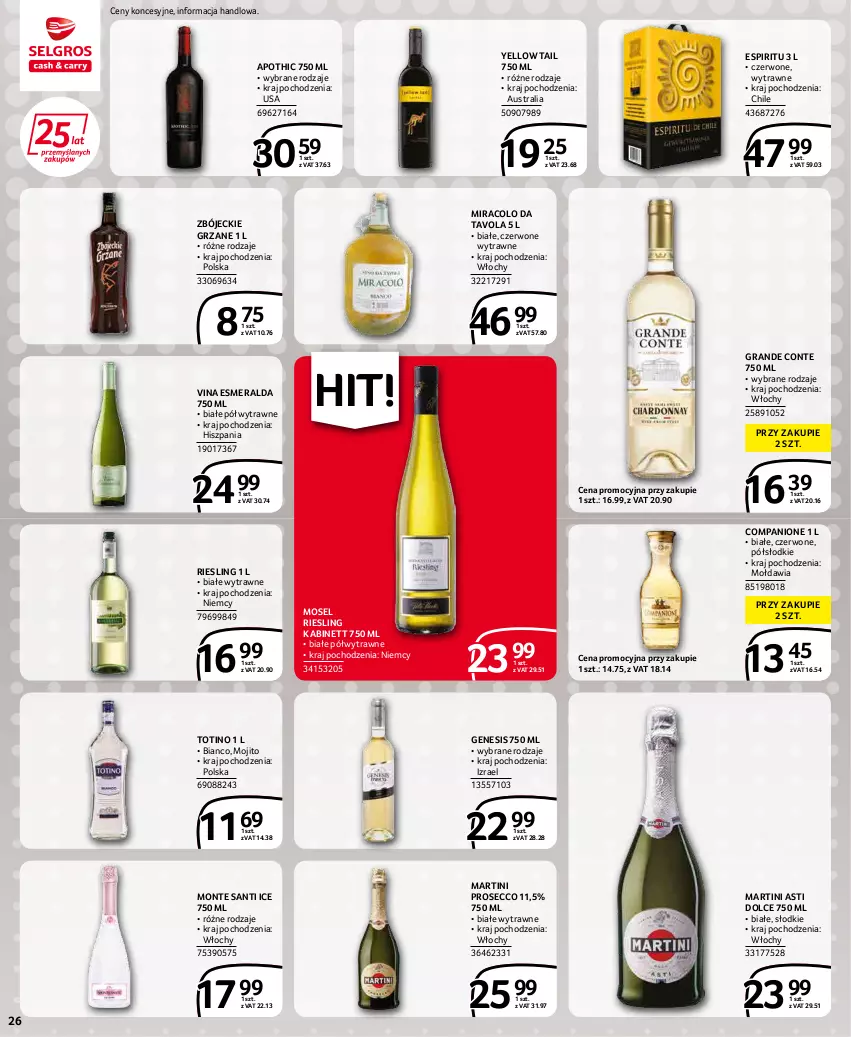 Gazetka promocyjna Selgros - Extra Oferta - ważna 01.01 do 31.01.2022 - strona 26 - produkty: AniOne, Gra, Martini, Monte, Monte Santi, Prosecco