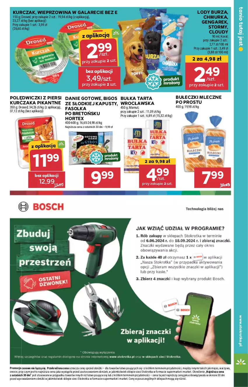 Gazetka promocyjna Stokrotka - Market - ważna 05.09 do 11.09.2024 - strona 11 - produkty: Bigos, Bułeczki, Bułeczki mleczne, Bułka, Bułka tarta, Danie gotowe, Fa, Gala, Hortex, Kurczak, Lody, Mięso, Owoce, Tarta, Warzywa, Wieprzowina