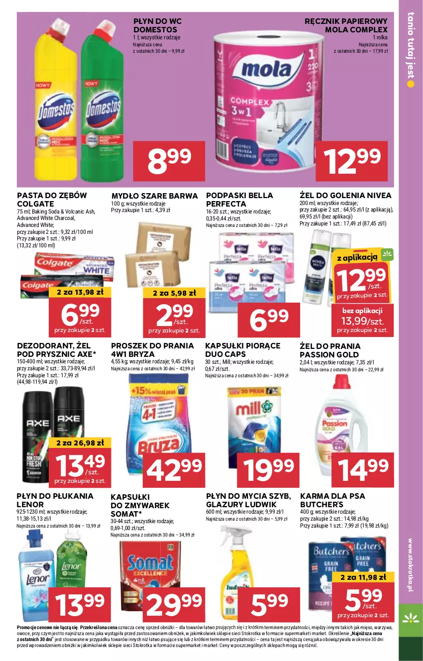 Gazetka promocyjna Stokrotka - Market - ważna 05.09 do 11.09.2024 - strona 19 - produkty: Bell, Bella, Bryza, Colgate, Dezodorant, Domestos, Lazur, Lenor, LG, Ludwik, Mięso, Mola, Mydło, Nivea, Owoce, Papier, Pasta do zębów, Perfecta, Płyn do mycia, Płyn do płukania, Płyn do wc, Podpaski, Proszek do prania, Ręcznik, Somat, Warzywa