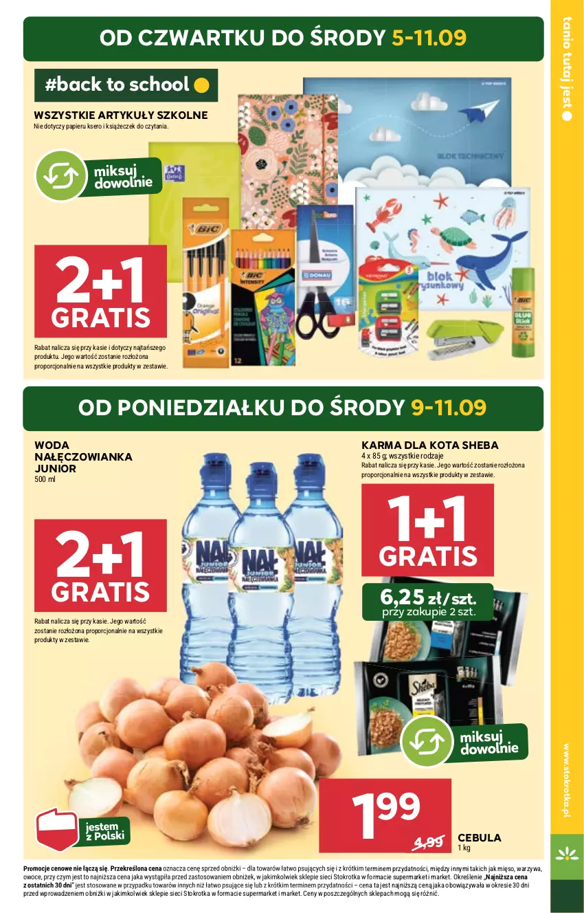 Gazetka promocyjna Stokrotka - Market - ważna 05.09 do 11.09.2024 - strona 5 - produkty: Cebula, Gra, Mięso, Nałęczowianka, Owoce, Papier, Por, Ser, Sheba, Warzywa, Woda