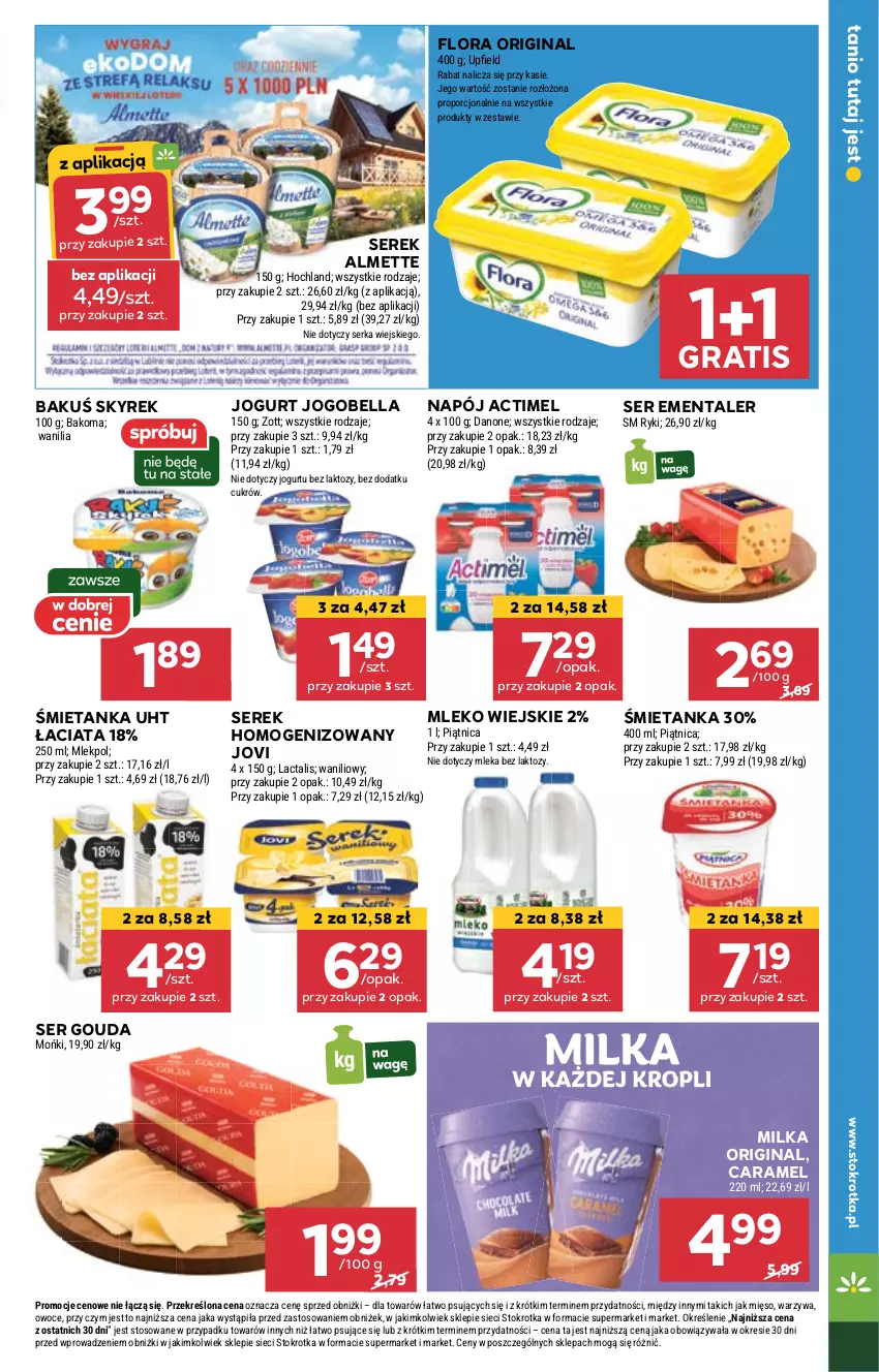 Gazetka promocyjna Stokrotka - Market - ważna 05.09 do 11.09.2024 - strona 9 - produkty: Actimel, Almette, Bakoma, Bell, Bella, Danone, Ementaler, Flora, Gin, Gouda, Gra, Hochland, Jogobella, Jogurt, Mięso, Milka, Mleko, Napój, Owoce, Piątnica, Por, Ser, Serek, Serek homogenizowany, Warzywa, Zott