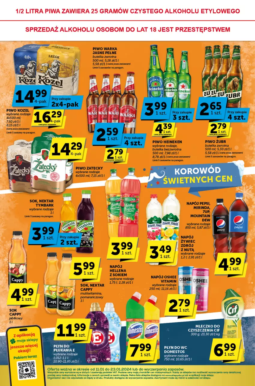 Gazetka promocyjna ABC - ważna 11.01 do 23.01.2024 - strona 4 - produkty: Cif, Domestos, Gra, Maliny, Mleczko, Piwa, Top