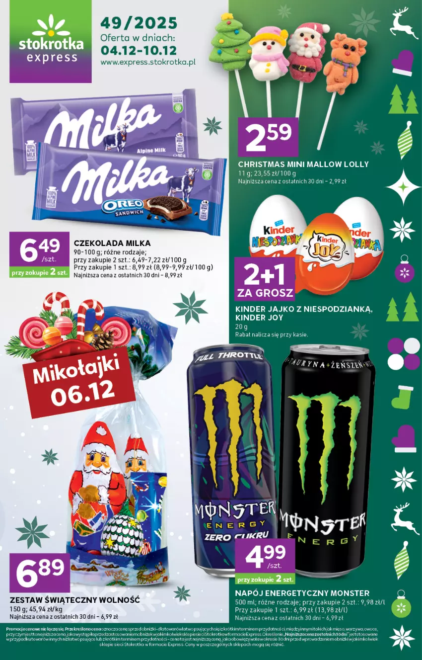 Gazetka promocyjna Stokrotka - Stokrotka Express - ważna 04.12 do 10.12.2025 - strona 1 - produkty: Czekolada, Kinder, Mięso, Milka, Owoce, Warzywa