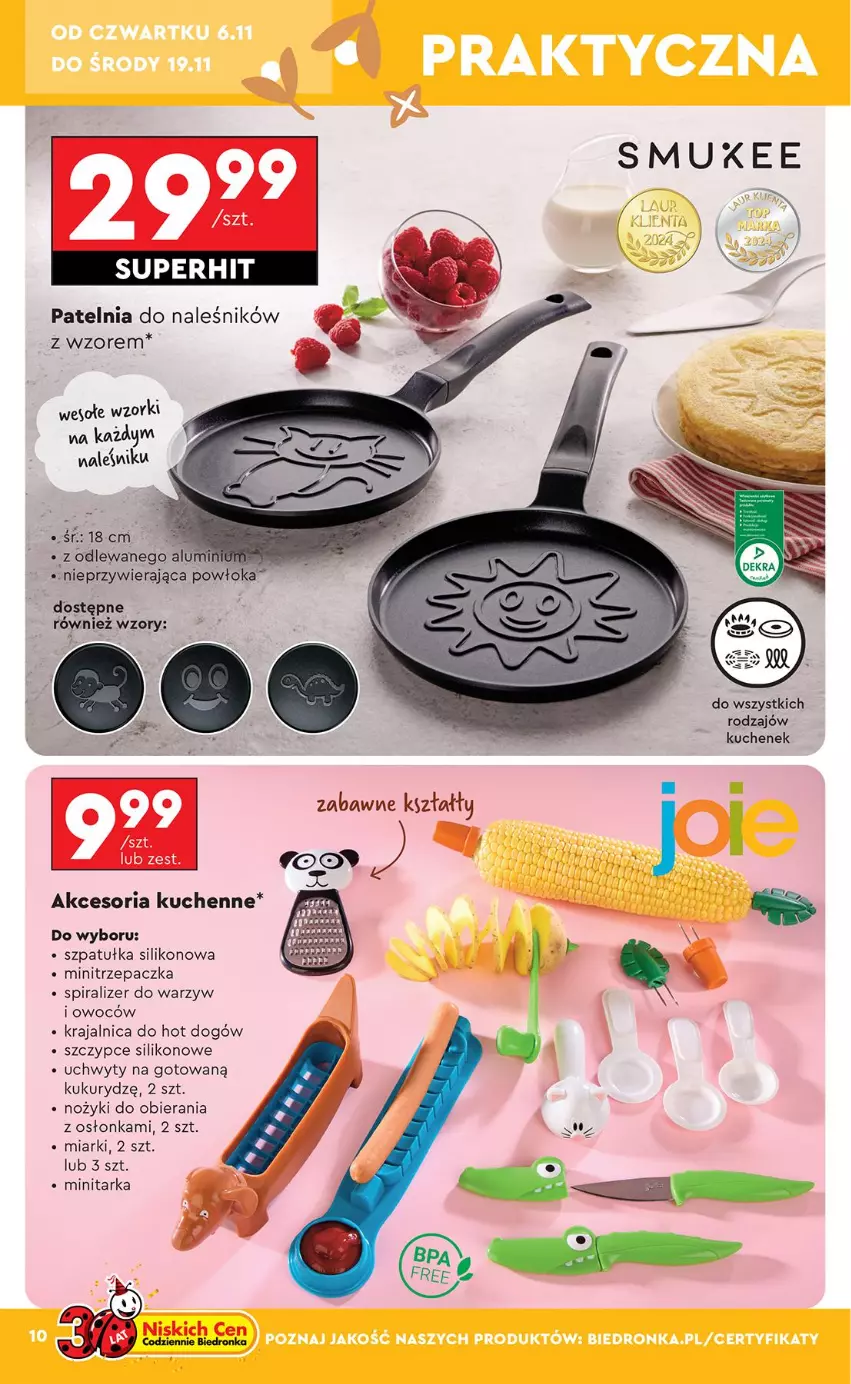 Gazetka promocyjna Biedronka - Okazje Tygodnia - ważna 03.11 do 15.11.2025 - strona 10 - produkty: Fa, Hot dog, Noż, Osłonka, Patelnia, Szczypce, Szpatułka, Tarka, Trzepaczka, Uchwyty