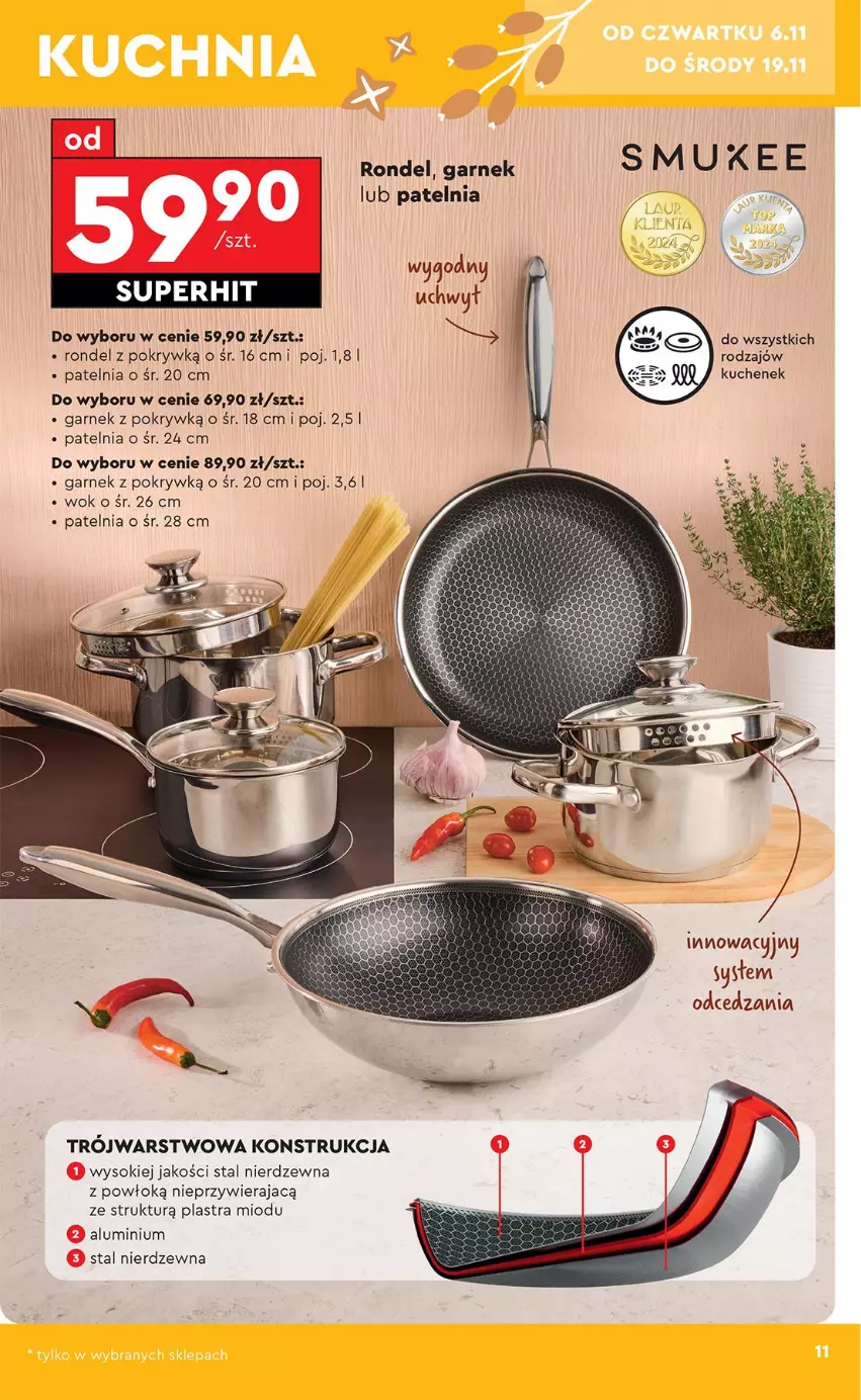 Gazetka promocyjna Biedronka - Okazje Tygodnia - ważna 03.11 do 15.11.2025 - strona 11 - produkty: Garnek, Patelnia, Rondel, Sok