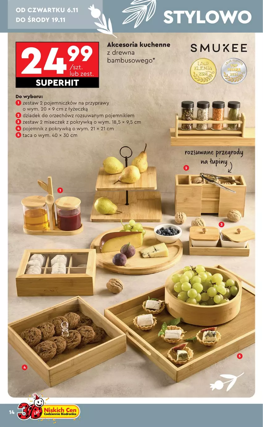 Gazetka promocyjna Biedronka - Okazje Tygodnia - ważna 03.11 do 15.11.2025 - strona 14 - produkty: Dziadek do orzechów, Pojemnik, Pojemnik z pokrywką, Przyprawy, Taca