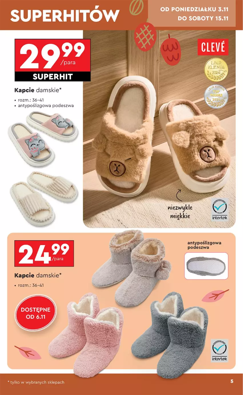 Gazetka promocyjna Biedronka - Okazje Tygodnia - ważna 03.11 do 15.11.2025 - strona 5 - produkty: Kapcie