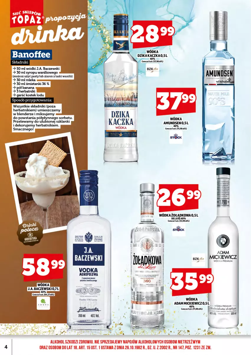 Gazetka promocyjna Topaz - Gazetka - ważna 16.09 do 30.09.2026 - strona 6 - produkty: Amundsen, Blender, Herbatniki, Kaczka, Lanki, Stek, Syrop, Wódka